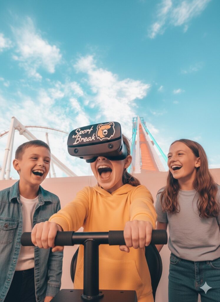 Enfants rient avec casque de réalité virtuelle