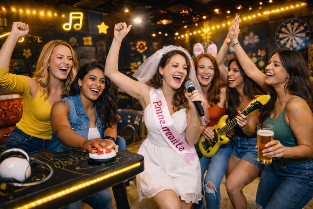 Enterrement de vie de jeune fille joyeux.