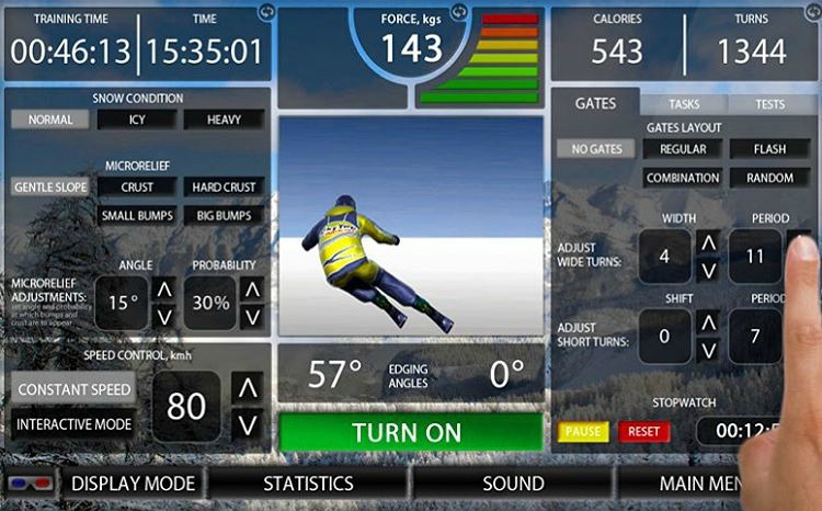 Interface d'entraînement au ski virtuelle